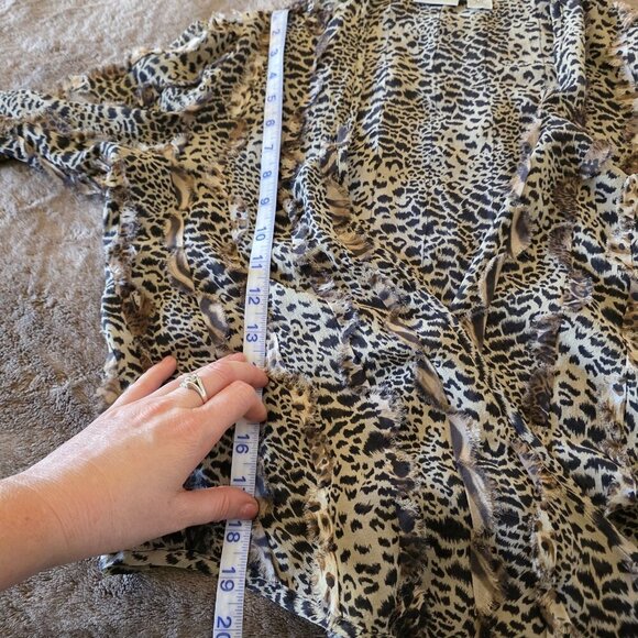 Chico’s Silk Animal Print Tie Front Blouse Top Size 0 XS Leopard Long Sleeve - Picture 13 of 14